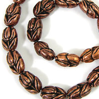 14x9x5mm Antiqued Copper Tulip Bead, 12 inch strand