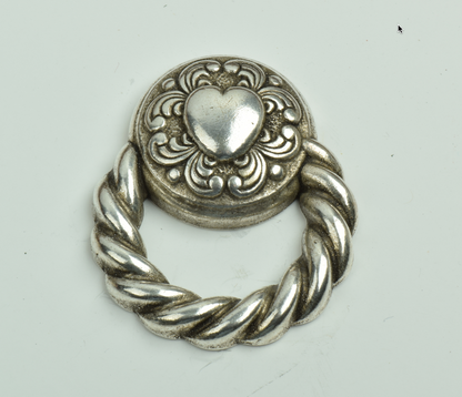 49mm Rope Heart Earring Loop Finding, Antique Silver, 3 each