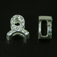 10mm Rhinestone Ribbon Symbol Slide Charm - Ribbon, each