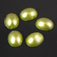 10x8mm Oval Olivine Pearl Finish Acrylic Cabochon, pack 24