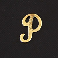 P Letter Charm, Vintage Brass Stamping, pk/6