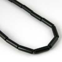 13x4mm Tube Beads, Black Onyx, Strand