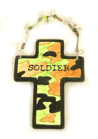 6in "Soldier" Ceramic Crosss, Camoflauge, EA