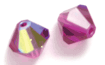 Swarovski Crystal 6mm Bicone Beads, Fuchsia AB, Sold by Dozen