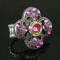 Pink Crystal Budding Cross Ring