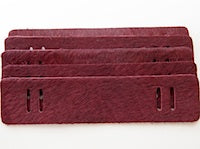 Red Burgundy Hair on Hide Leather Strips, 6 pack