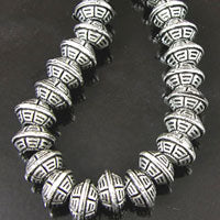 10mm Alien Roswell Spaceship Beads, Classic Silver, 12 inch strand