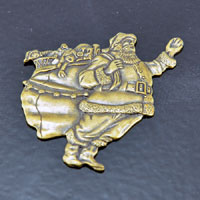 37x34mm Ant. Gold Christmas Santa Claus Charm, pack of 6