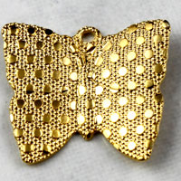 16x14mm 3-D Bright Gold Finish Butterfly Stamping  PK/6
