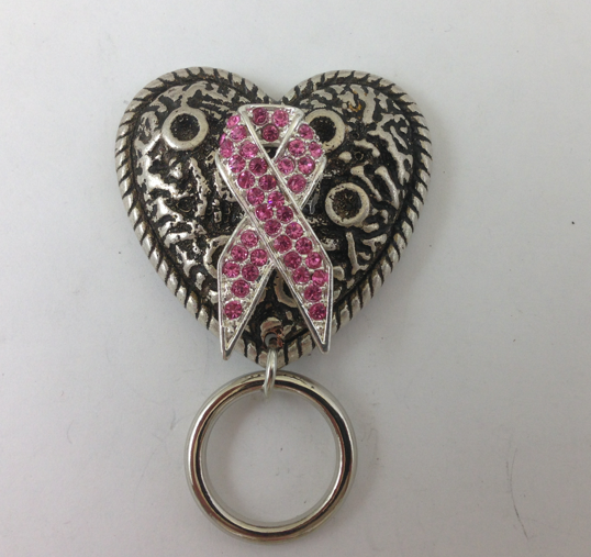 Breast Cancer Ribbon "Find the Cure" Nurses Badge clip holder, Magnetic