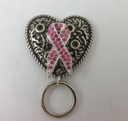 Breast Cancer Ribbon "Find the Cure" Nurses Badge clip holder, Magnetic