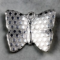 16x14mm 3-D Bright Silver Finish Butterfly Stamping, pk/6