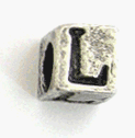 8mm Cast Metal Alphabet Bead, L, pack of 12