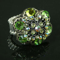 Peridot Flower Swarovski Crystal Stretch Ring