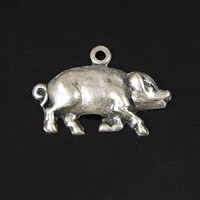 21x19mm Pig/Hog Charm, Antique Silver, pk/6