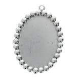 Metal Bezel Pendant, 52x38mm with 40x30mm bezel, flat back, antique silver, pack of 2