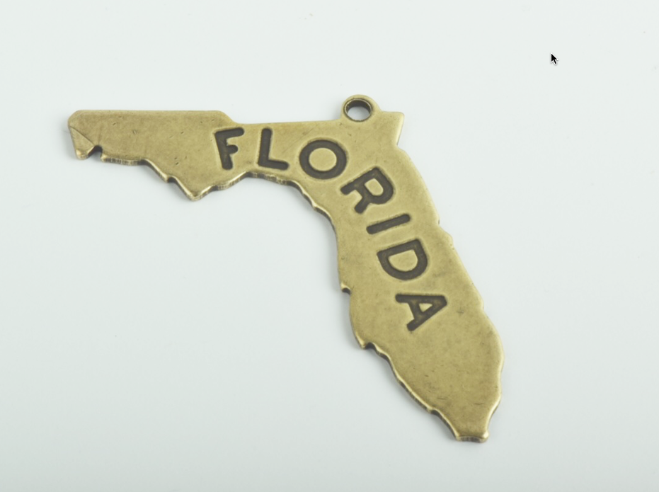 State of Florida Charm, antique gold finish, each