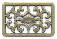 30x45mm Rectangle Filigree, Antiqued Gold. pk/1