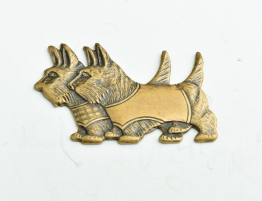 40x30mm Antique Gold Finish Scottie Dogs Metal Stamping,EA