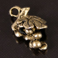 11mm Grape Cluster, Vintage Silver Cast Charm, pack of 6