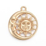 30mm Sun and Moon Charm, 18K Gold, Pack of 6