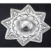 30mm Etched Silvertone Celestial Star Shield Stamping/Charm, pack of 6