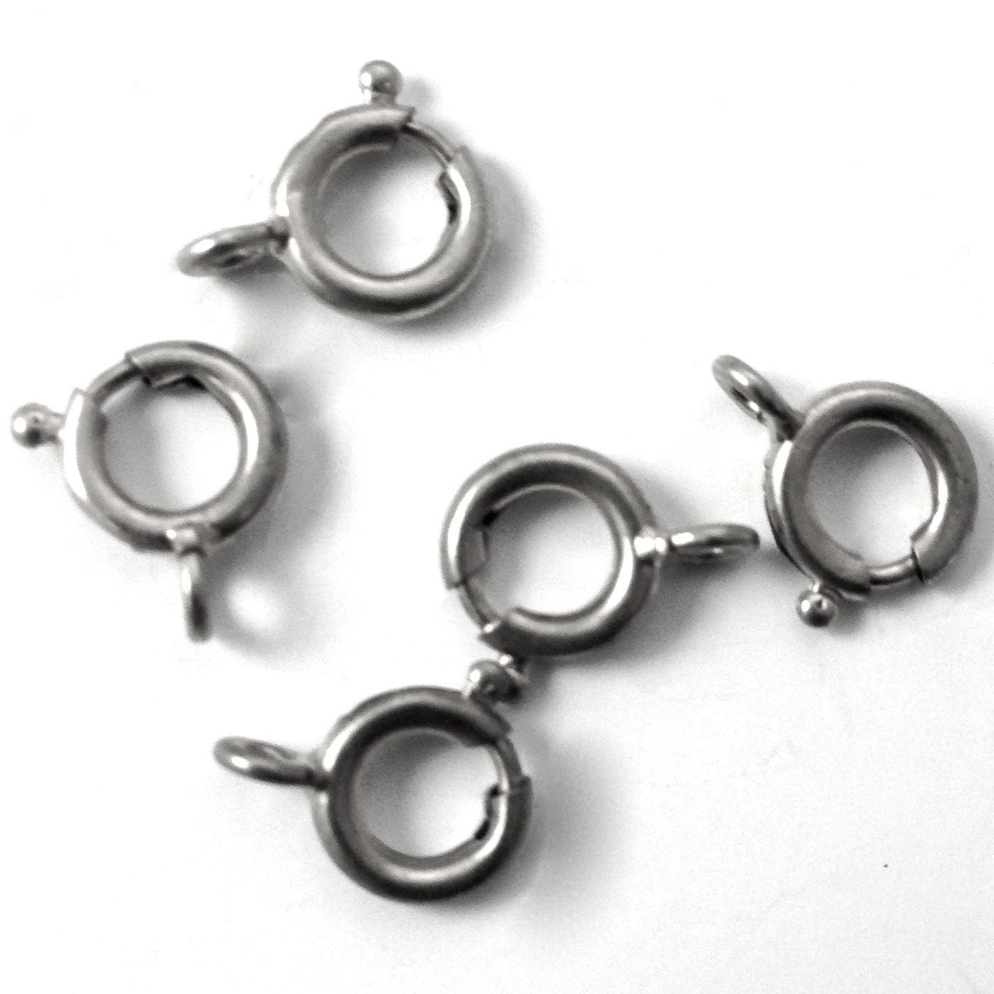 7mm Spring Ring Clasp, Silver, pack of 18