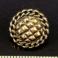 19mm Round Quilted Vintage Button, Antiqued Gold, ea