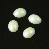 8x6mm Oval White Pearl Acrylic Cabochon, pk/6