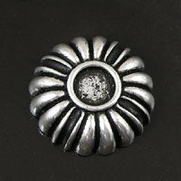 1in(25mm) Classic Silver Fluted Round Flat Back Medallion w/8mm setting-bezel, ea