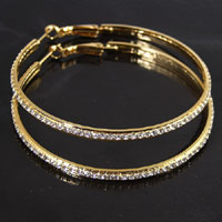 60mm (2.36in) Gold Finished Channel Row Crystal Hoop Earrings, pr