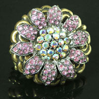 Swarovski Crystal Pink Daisy Flower Stretch Ring