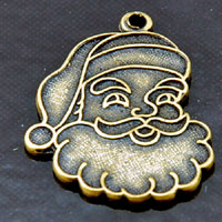 23x17mm Ant. Gold Santa Face Charm, pk/6