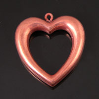 31mm Open Heart Pendant-Charm, Classic Copper, pack of 6