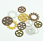 Steampunk Metal Cogwheels Cogs Assortment, gold, silver, copper, bronze, Pack of 12