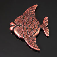 40x52mm Round Fish w/fins Flatback, Antiqued Copper, ea