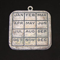 30mm Calendar Charm, Classic Silver, pk/6