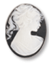 40x30mm Flat Backed Cameo, Black, each