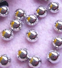 3mm Round Silver Foiled Cabochon, acrylic, pack of 24
