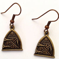 Hobbit Hole / Fairy Wish Door Earrings, vintage bronze