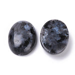 25mm Natural Labradorite Gemstone Cabochons, SemiPrecious Black Opalescent Cab, Flat Back, pack of 2