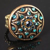 Turquoise Sunburst Swarovski Crystal Stretch Ring