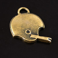 24mm Football Helmet Charm, Vintage Brass, pack of 6
