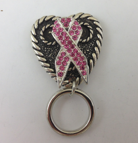 Breast Cancer Ribbon "Find the Cure" Nurses Badge clip holder, Magnetic