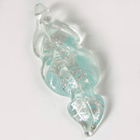 50x18mm Leaf Pendant Light Blue and Silver Foil, each