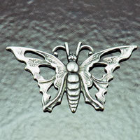 35x22mm Butterfly Metal Stamping, Vintage Classic Silver, pk/6