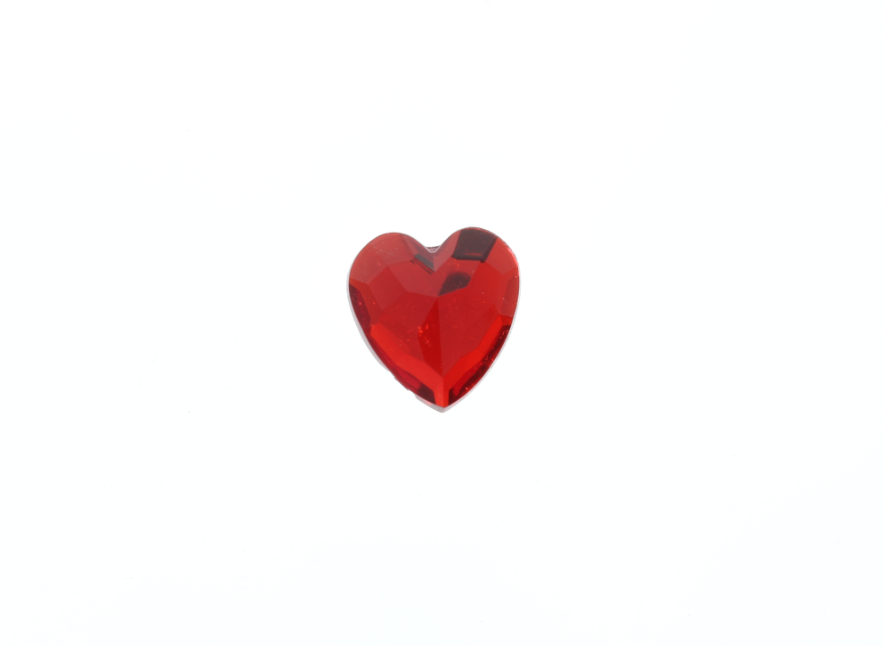 26x25mm Ruby Red Heart Acrylic Cabochon Flat Back, pk/6