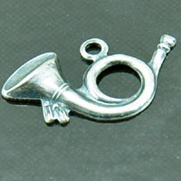 17x10mm French Horn Charm-Christmas, Classic Silver pk/6