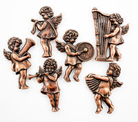 2x1.5in(52x37mm) Antique Musician Cherubs, 6 piece set