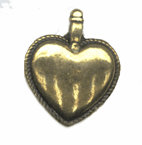 35mm Antique Gold Puff Heart Charm, Pack of 6